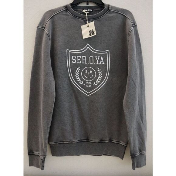 SER.O.YA SR03 Men Sz XS Vintage Black Issac Crew Neck Oversized Sweatshirt